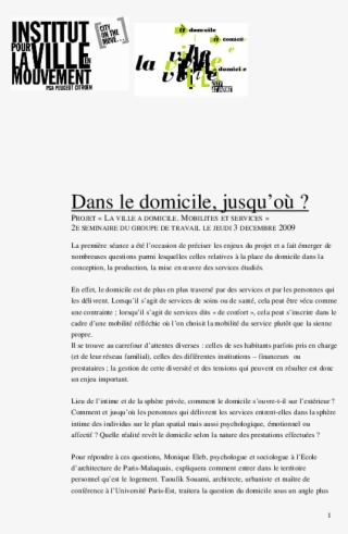 List Docs - Institut Pour La Ville En Mouvement