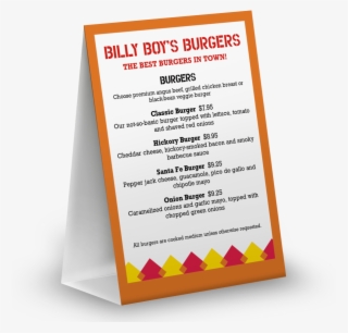 Hamburger Table Tent Menu - Menu