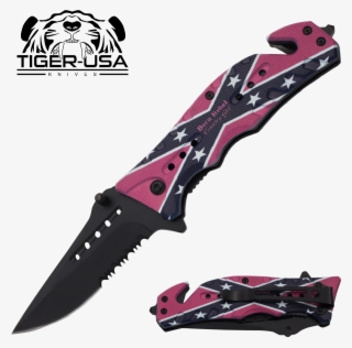 Pink Rebel Flag "born Rebel Country Girl" - Dont Tread On Me Knife
