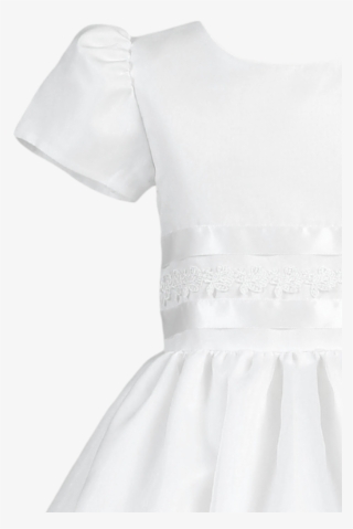 Lace & Satin Ribbon On White Organza First Holy Communion - Organza