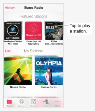 The Itunes Radio Screen, With The History Button In - Austra: Olympia (bonus Track) (jpn) Cd