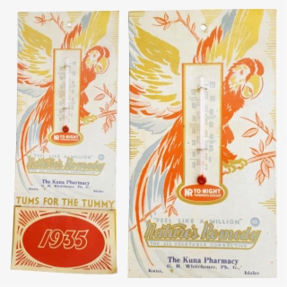1935 Thermometer Calendar Kuna Idaho Pharmacy Tums - Cosmetics