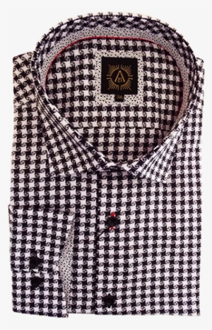 Flawless Fit Semi-spread Collar White & Black Swirls - Plaid