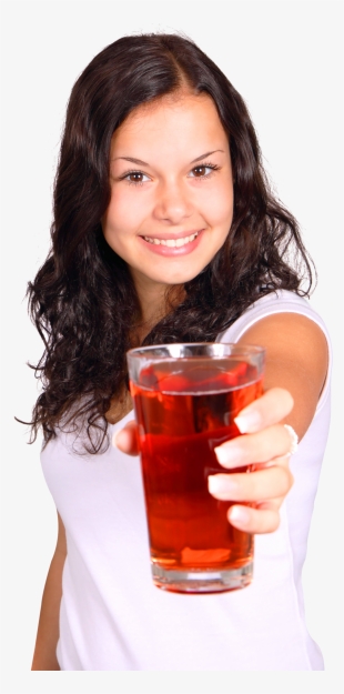 Young Girl With Glass Of Fresh Juice Png Image - Girl Drinking Juice Png