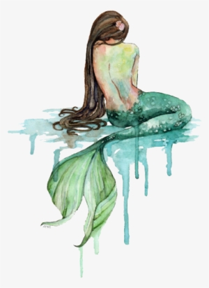 Mermaid Sticker - Watercolor Drawings Mermaid
