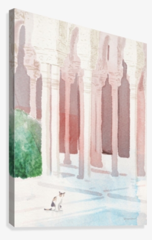 Lions' Courtyard Canvas Print - Curtain