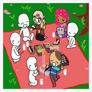 Having A Picnic Under The Sakura Tree - Cartoon