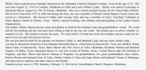 Shirley Shaver Passed Away Saturday Afternoon In The - Have A Dream Le Texte