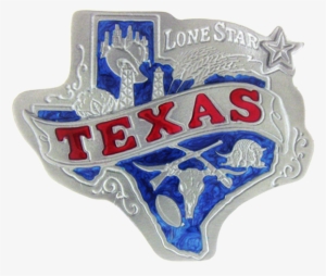 This Colorful Belt Buckle Is In The Shape Of Texas - Badge