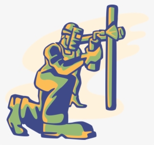 Vector Illustration Of Welder Shielded Metal Arc Welding - Welding