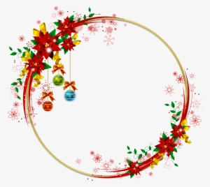 Poinsettia Clipart Gold - Christmas Round Frame Png