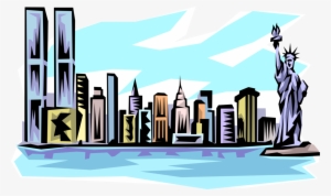 Vector Illustration Of Pre 9/11 New York Skyline With - New York Skyline Clip Art