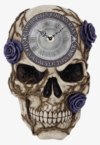 Purple Rose Skull Clock