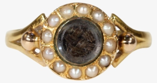 Victorian Gold Pearl And Hair Ring Hallmarked