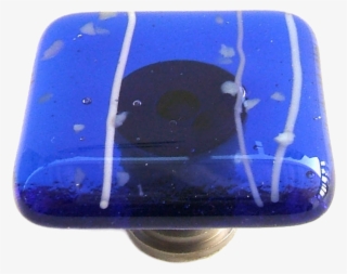 Cobalt Blue And White Confetti Transparent Glass Knob