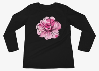 Black Anemone & Pink Watercolor Ladies Long Sleeve