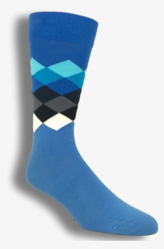 Blue, Black, And White Faded Diamond Socks By Happy