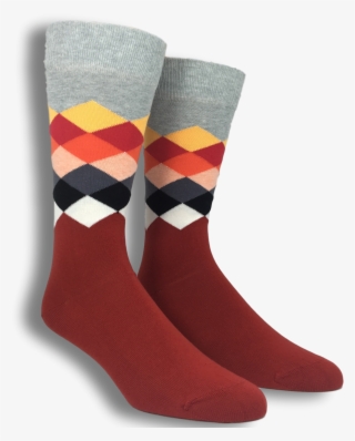 Grey, Red, And White Faded Diamond Socks By Happy Socks