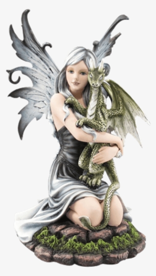 Fairy Hugging Green Dragon Statue