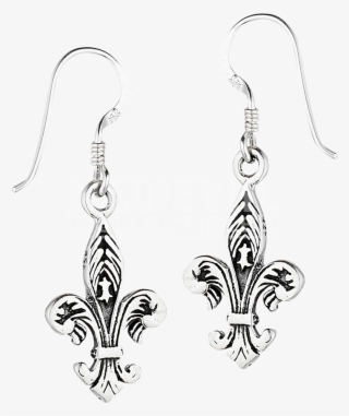 Sterling Silver Ornate Fleur De Lis Earrings
