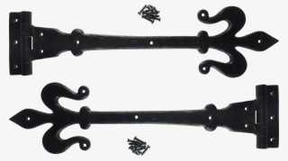 395mm Black Antique Fleur De Lys Hinges