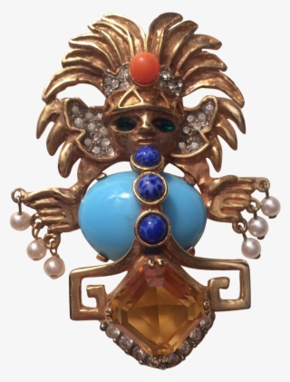 This Golden Kenneth Jay Lane Pin Depicts An Aztec Warrior,