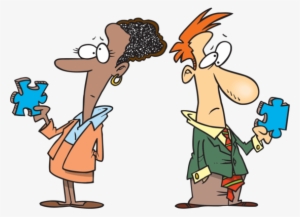 Confused People With Puzzle Pieces - Cartoon On Confused Man