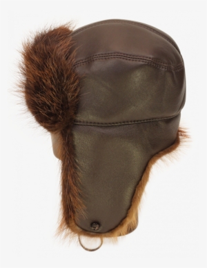 Image Black And White Stock Trapper Hat In Brown Leather - Beaver Pelt Hat Transparent