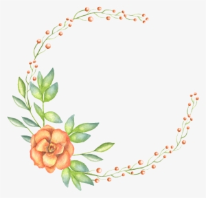 Hand Painted A Flower And Garland Flowers Transparent - Orange Floral Border