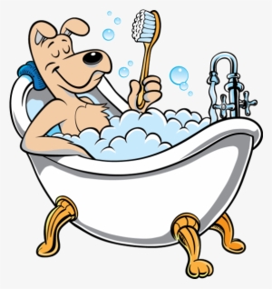 Bubble Bath Png Vector Library - Dog In Bathtub Cartoon