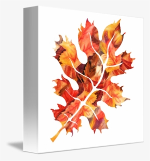 Fall Oak Leaf Watercolor Silhouette By Irina Sztukowski - Watercolor Painting