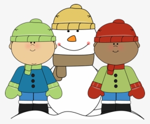 Little Boys With Snowman Clip Art - Following Directions With Before After