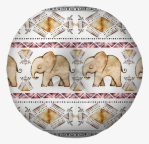 Seamless Pattern, Rim, Border With Watercolor Illustration - Indian Elephant