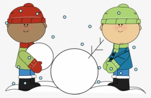 Boys Building A Snowman Clip Art Image - Building A Snowman Clipart