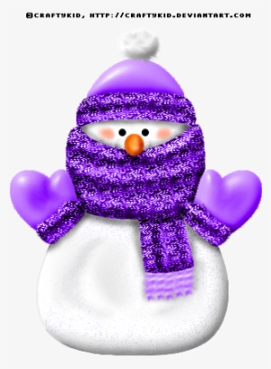Cute Snowman Png - Snowman With Purple Scarf