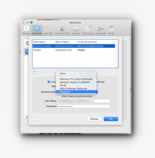For Authentication, Select Password