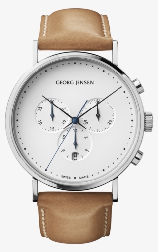 41 Mm, Chronograph, White Dial, Tan Leather Strap