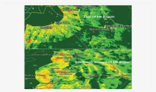 Google Earth Map Showing Erosion On Top Of Mt