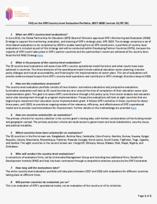 Faq On Gpe Country Level Evaluation Portfolio 2017