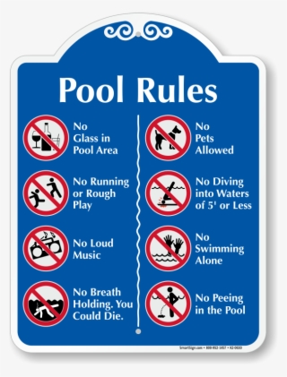 Pool Rules, Prohibition Rules At Pool Area With Graphics