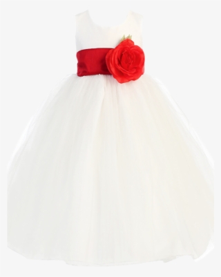 White Tulle & Poly Silk Blossom Flower Girls Dress