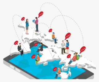 Illustration People On Map Communicating