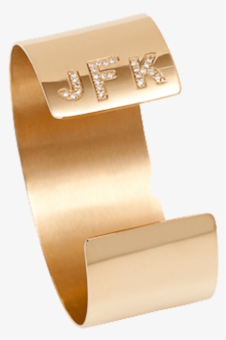 Xl Reverse Burnish White Diamond Monogram Cuff
