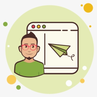 Man Window Paper Plane Icon