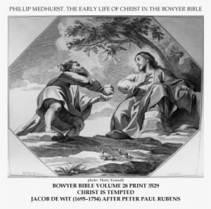 Early Life Of Christ In The Bowyer Bible Print 16 Of - Jesus And Satan Bible