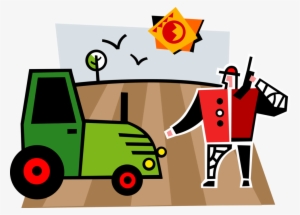 Vector Illustration Of Farming Equipment Farm Tractor - Agriculture