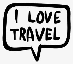 I Love Travel In Handmade Speech Bubble Free Vector - Black-and-white