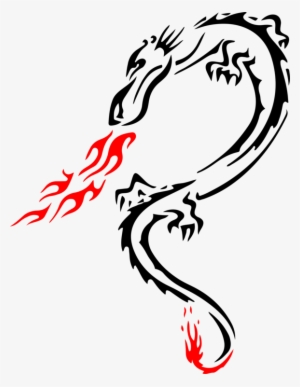 Dragon Stencil Tattoo Line Art - Red Dragon Fire Breath 7 Ceramic Travel Mug