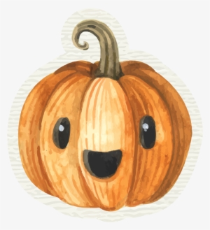 Halloween Watercolor - Cute Pumpkin