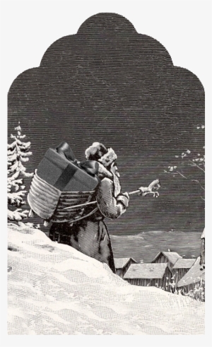 Free Vintage German Santa Christmas Tag - Illustration